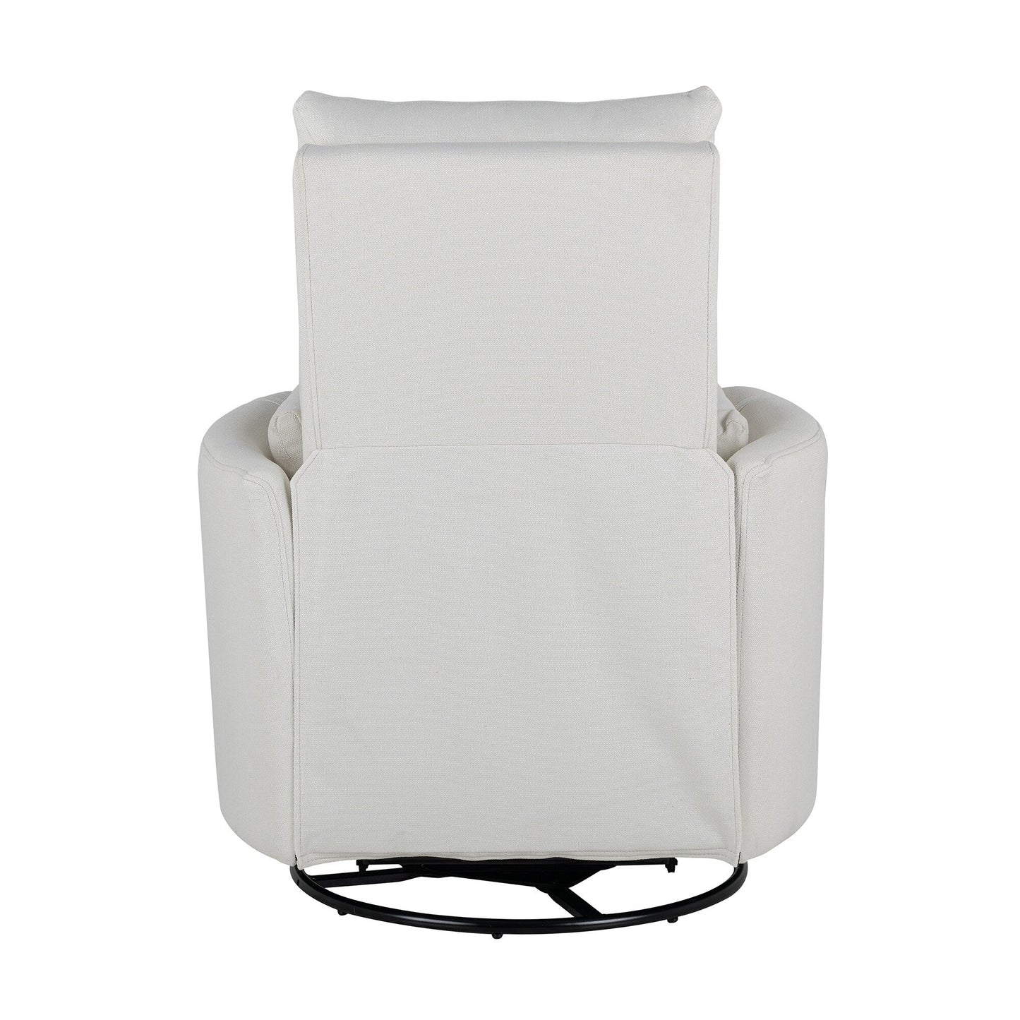 Beige Upholstered Swivel Rocker Recliner with Manual Recline, 360° Swivel, and Two Removable Cushions