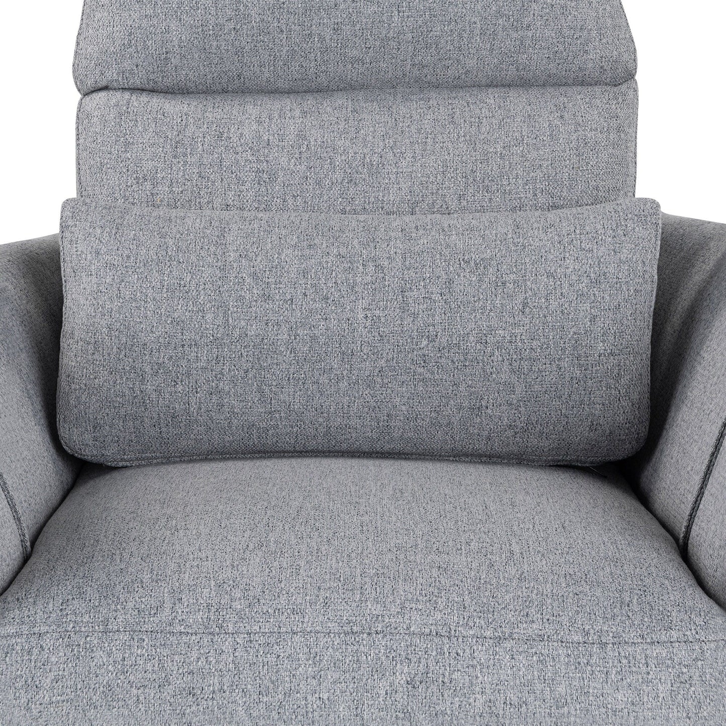 Beige Upholstered Swivel Rocker Recliner with Removable Pillows