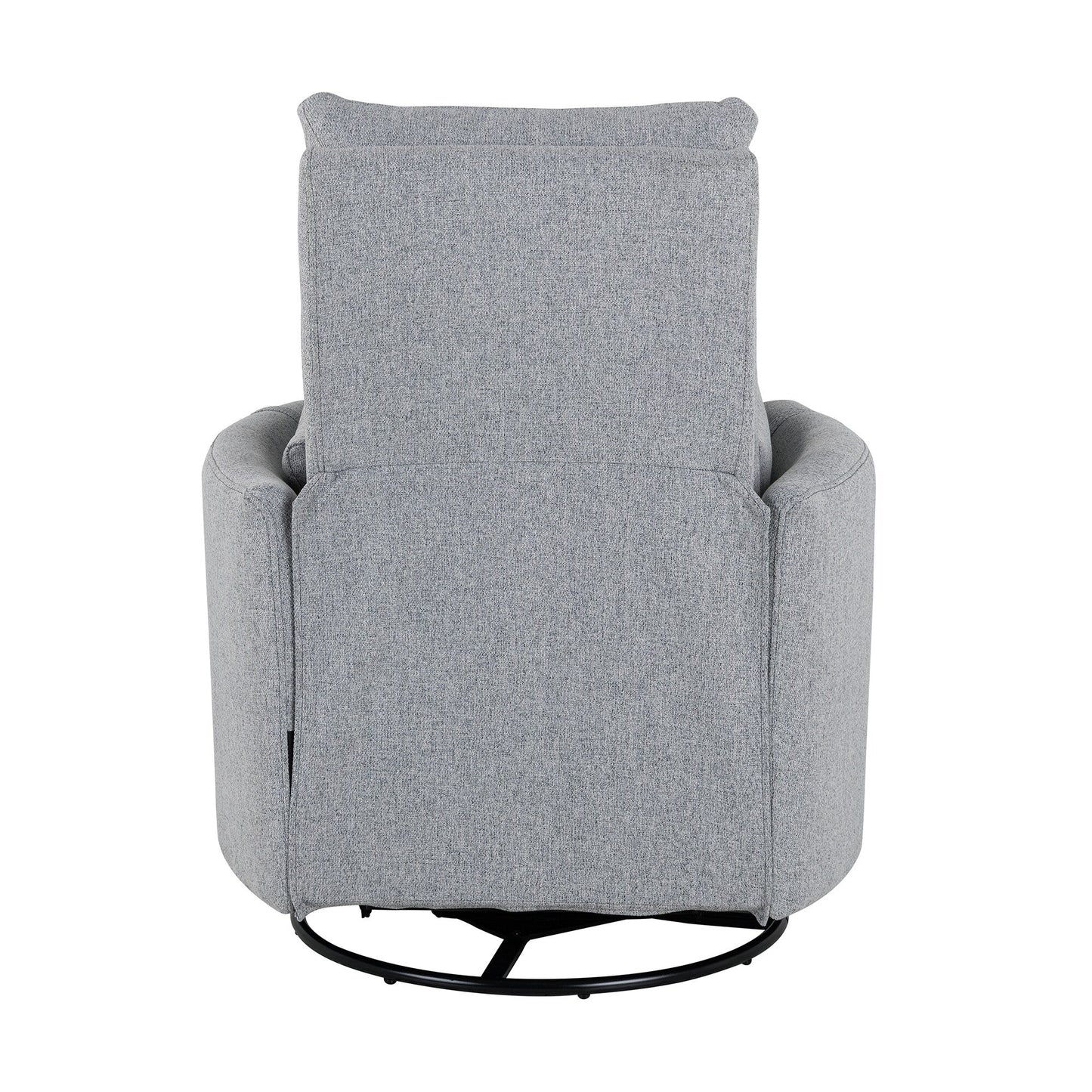 Beige Upholstered Swivel Rocker Recliner with Removable Pillows