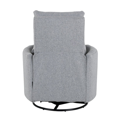 Beige Upholstered Swivel Rocker Recliner with Removable Pillows