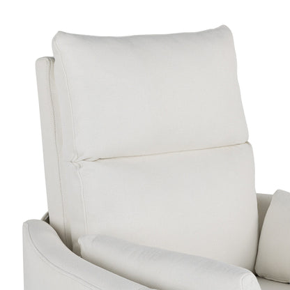 Beige Upholstered Swivel Rocker Recliner with Removable Pillows