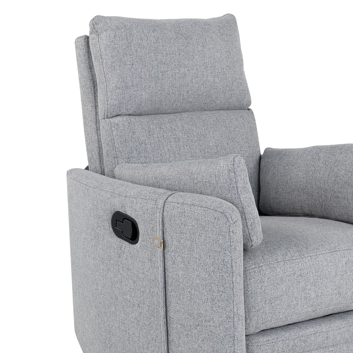 Beige Upholstered Swivel Rocker Recliner with Removable Pillows