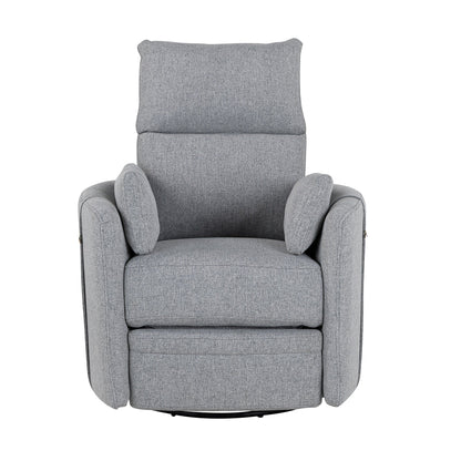 Beige Upholstered Swivel Rocker Recliner with Removable Pillows