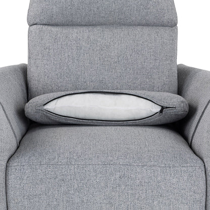 Beige Upholstered Swivel Rocker Recliner with Removable Pillows