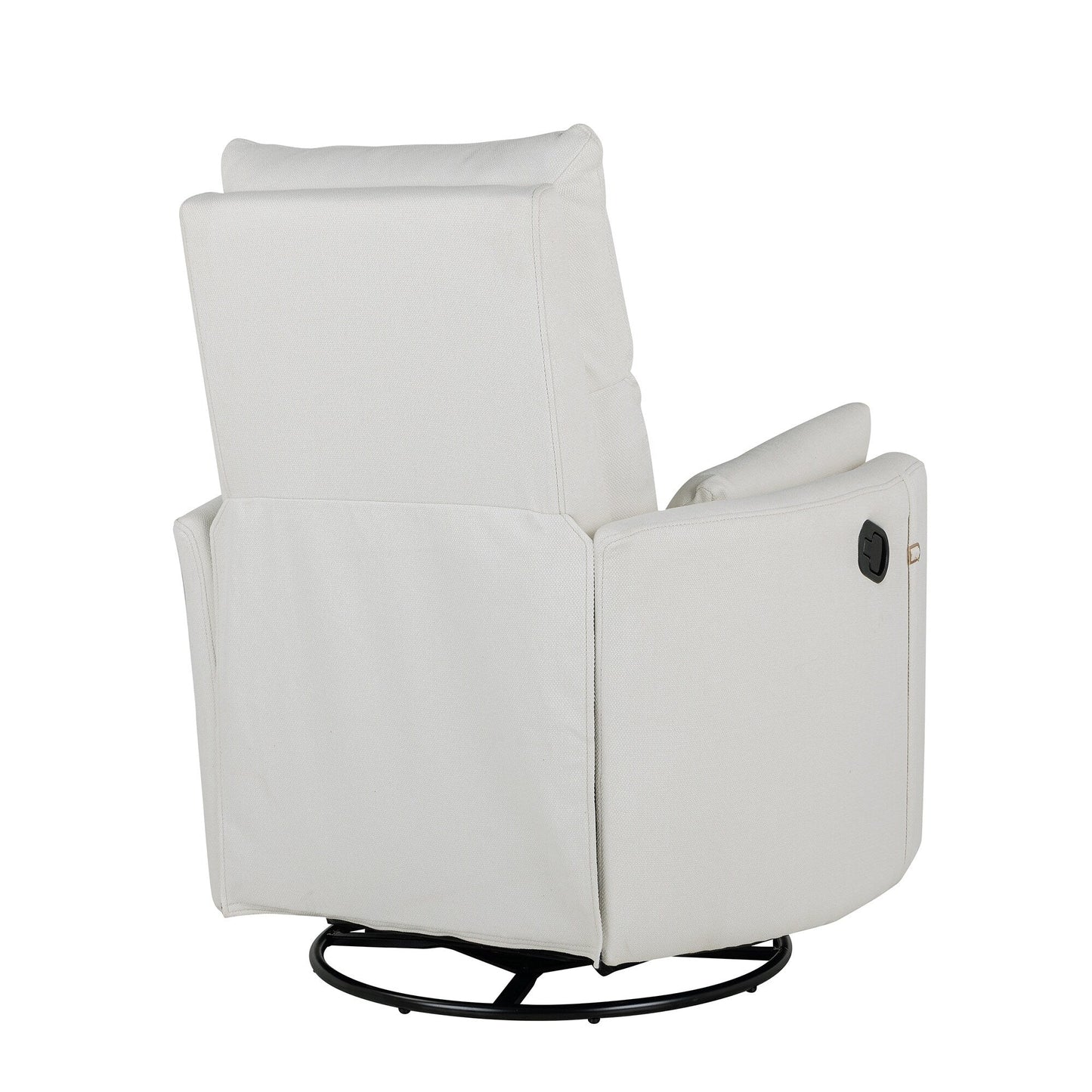 Beige Upholstered Swivel Rocker Recliner with Removable Pillows