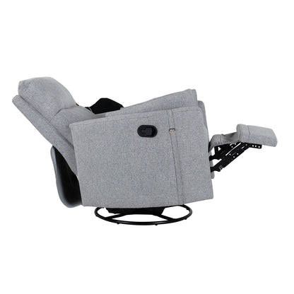 Beige Upholstered Swivel Rocker Recliner with Removable Pillows