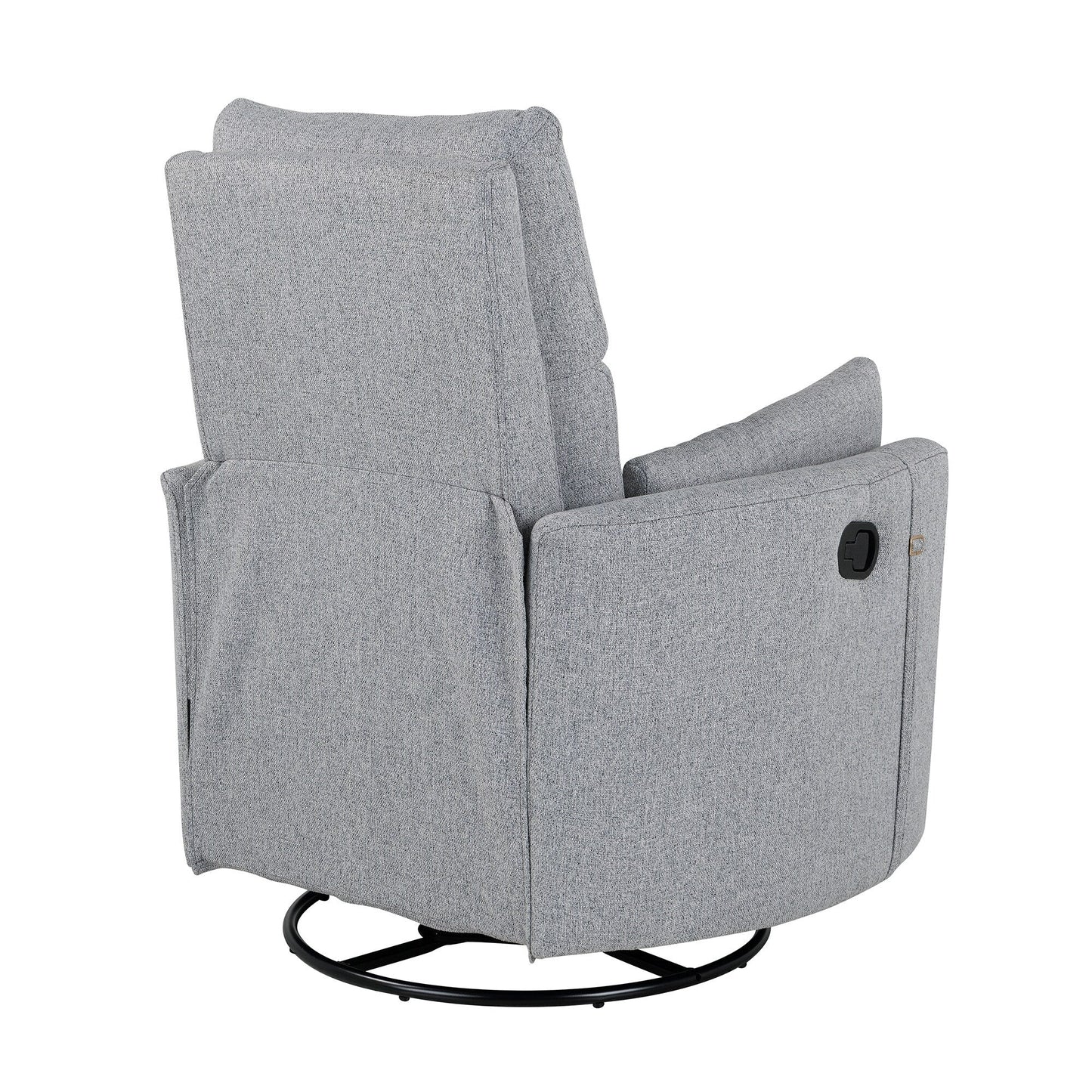 Beige Upholstered Swivel Rocker Recliner with Removable Pillows