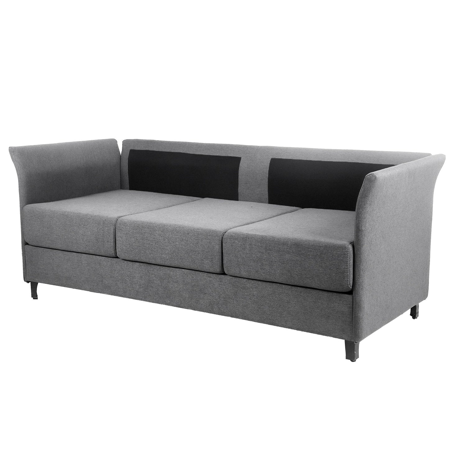 Beige+Grey Linen 3-seater Detachable Sofa with Metal Frame