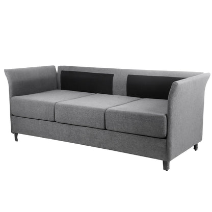 Beige+Grey Linen 3-seater Detachable Sofa with Metal Frame