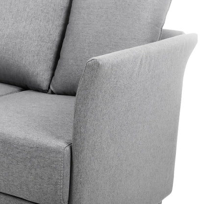 Beige+Grey Modern 65.55 Linen 3-seater Detachable Sofa with Metal Frame and Pillows for Living Room