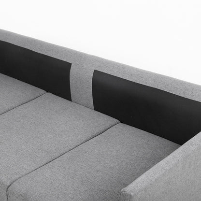 Beige+Grey Modern 65.55 Linen 3-seater Detachable Sofa with Metal Frame and Pillows for Living Room