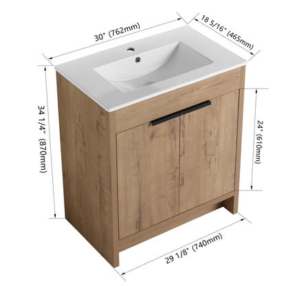 Beingnext 24/30/36 Bathroom Vanity with Sink, Freestanding Bathroom Vanity with Soft Close Door and Adjustable Shelf