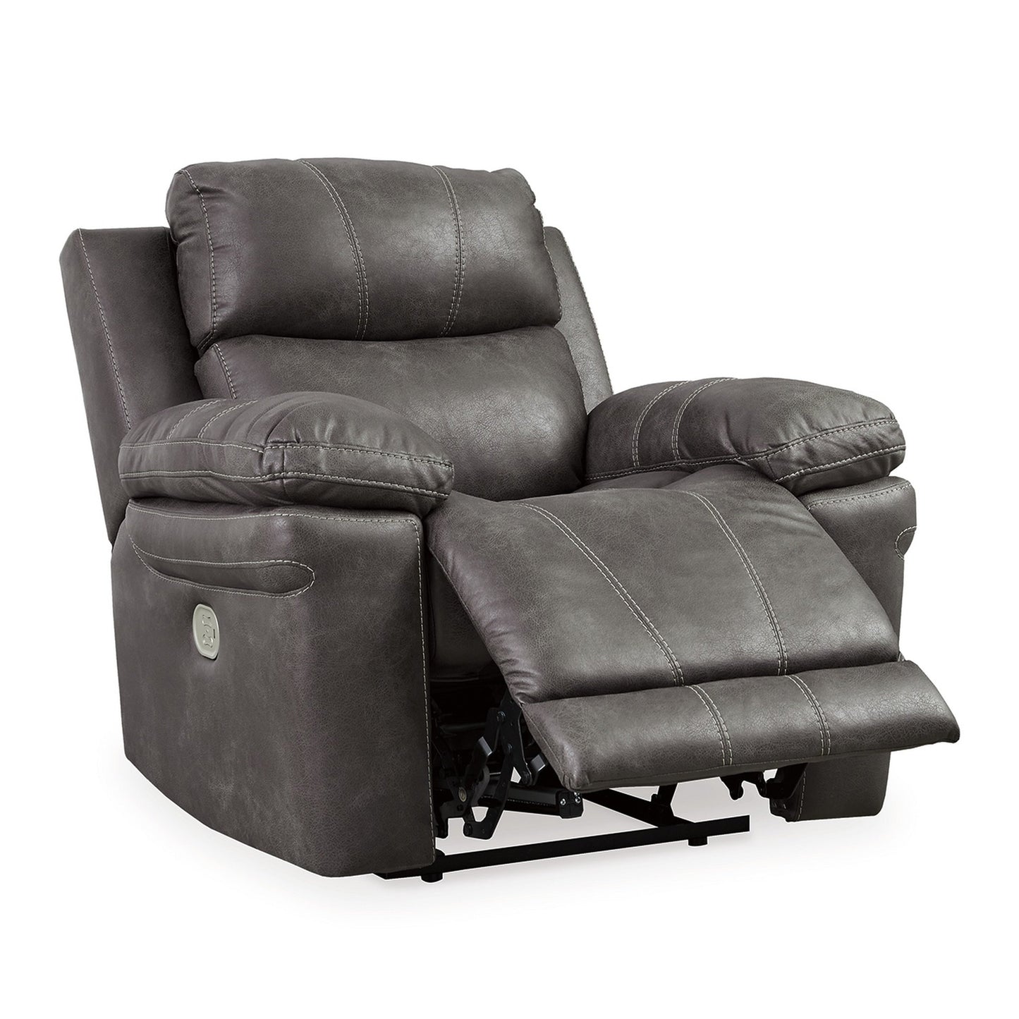 Ben Dual Power Recliner Chair, Adjustable Headrest, Gray Faux Leather