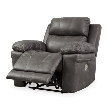 Ben Dual Power Recliner Chair, Adjustable Headrest, Gray Faux Leather
