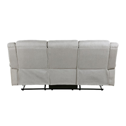 Ben Manual Reclining Sofa, 89 Inch, Gray Microfiber, Nailhead Trims