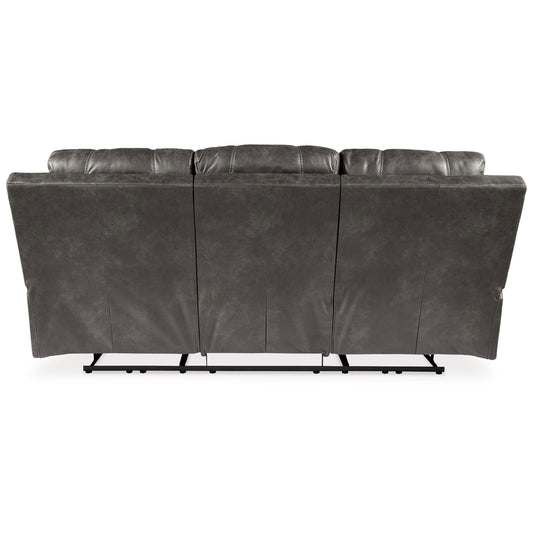 Ben Power Recliner Adjustable Headrest Sofa, 89 Inch Gray Faux Leather