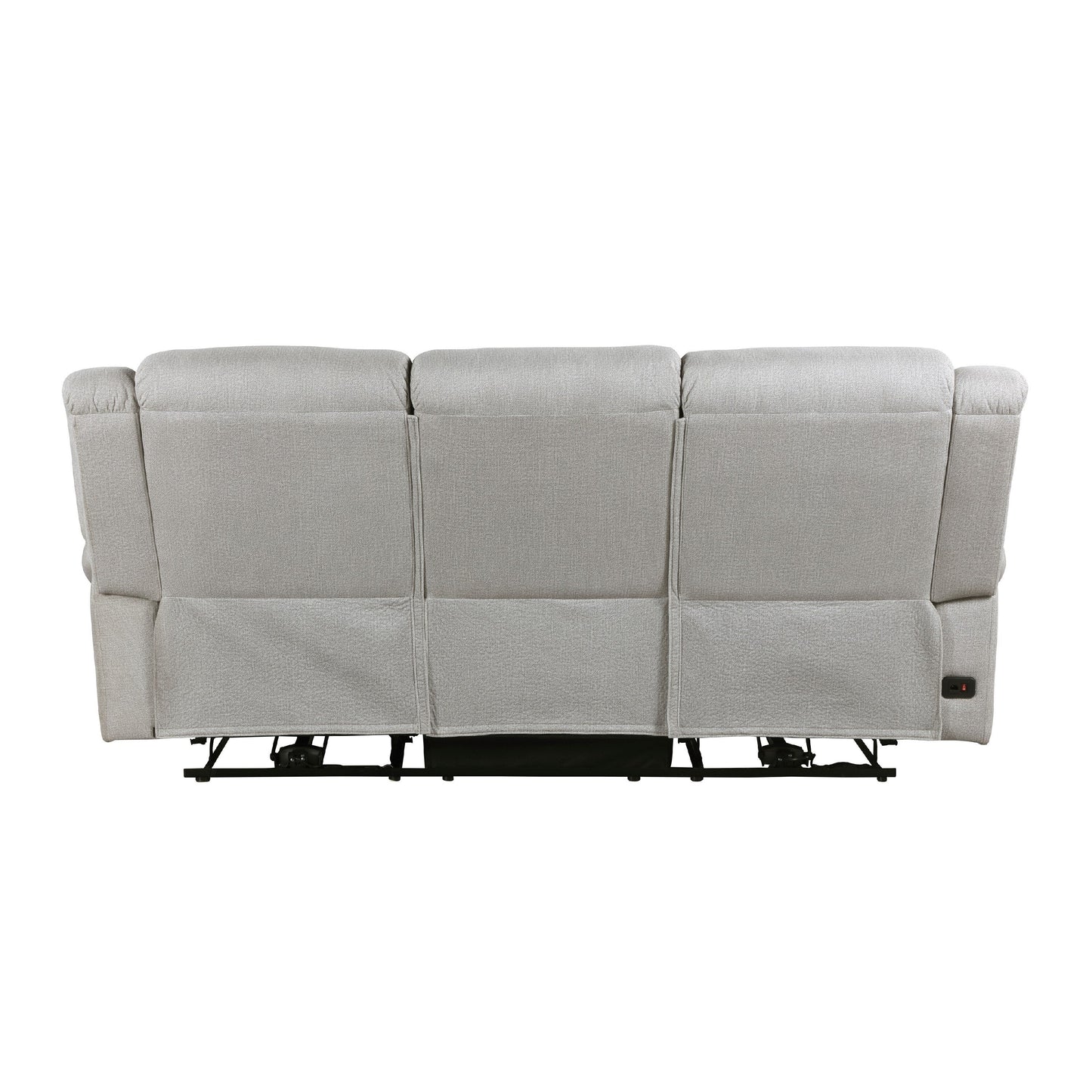Ben Power Reclining Sofa, 89 Inch, Gray Microfiber, Nailhead Trims