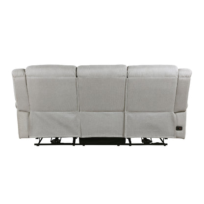 Ben Power Reclining Sofa, 89 Inch, Gray Microfiber, Nailhead Trims
