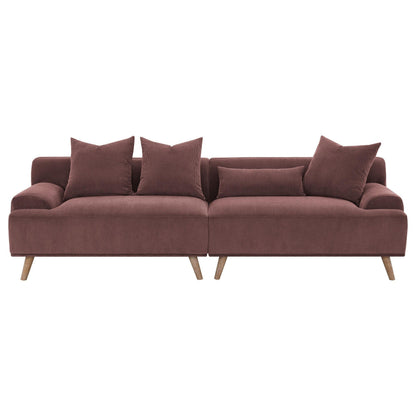 Beno Long Sofa, 103 Inch, Retro Burgundy Red Corduroy, 4 Throw Pillows