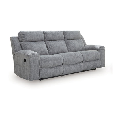 Benson Manual Reclining Sofa, Gray Polyester, Metal Frame, 87 Inch