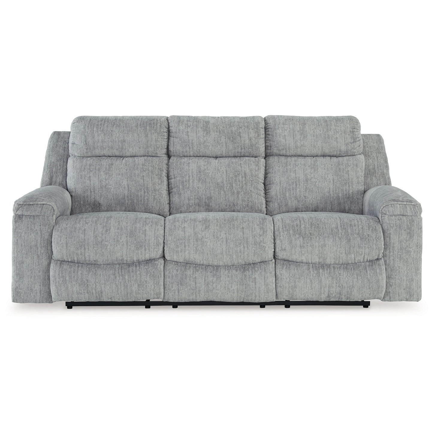 Benson Manual Reclining Sofa, Gray Polyester, Metal Frame, 87 Inch