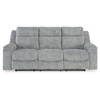Benson Manual Reclining Sofa, Gray Polyester, Metal Frame, 87 Inch