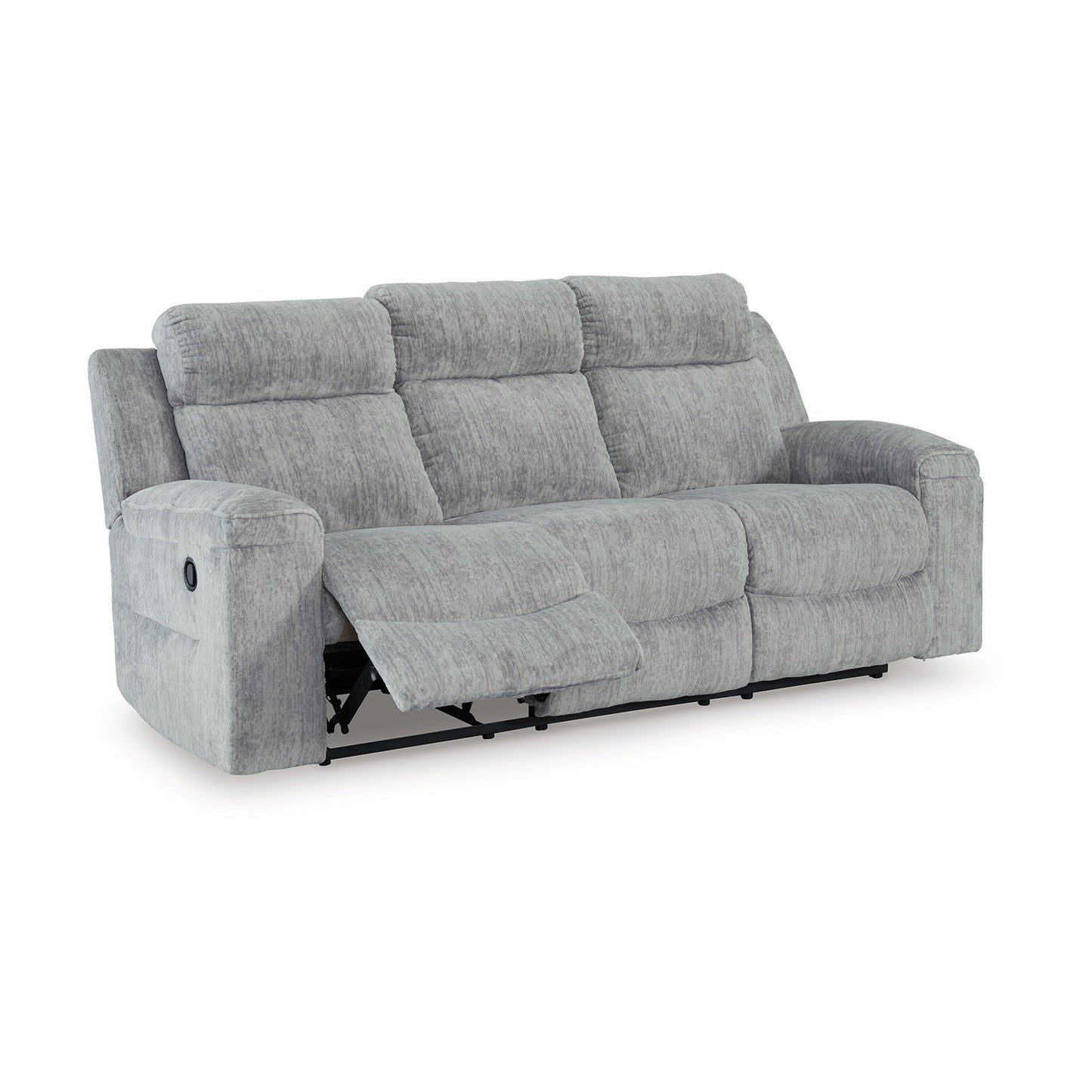 Benson Manual Reclining Sofa, Gray Polyester, Metal Frame, 87 Inch