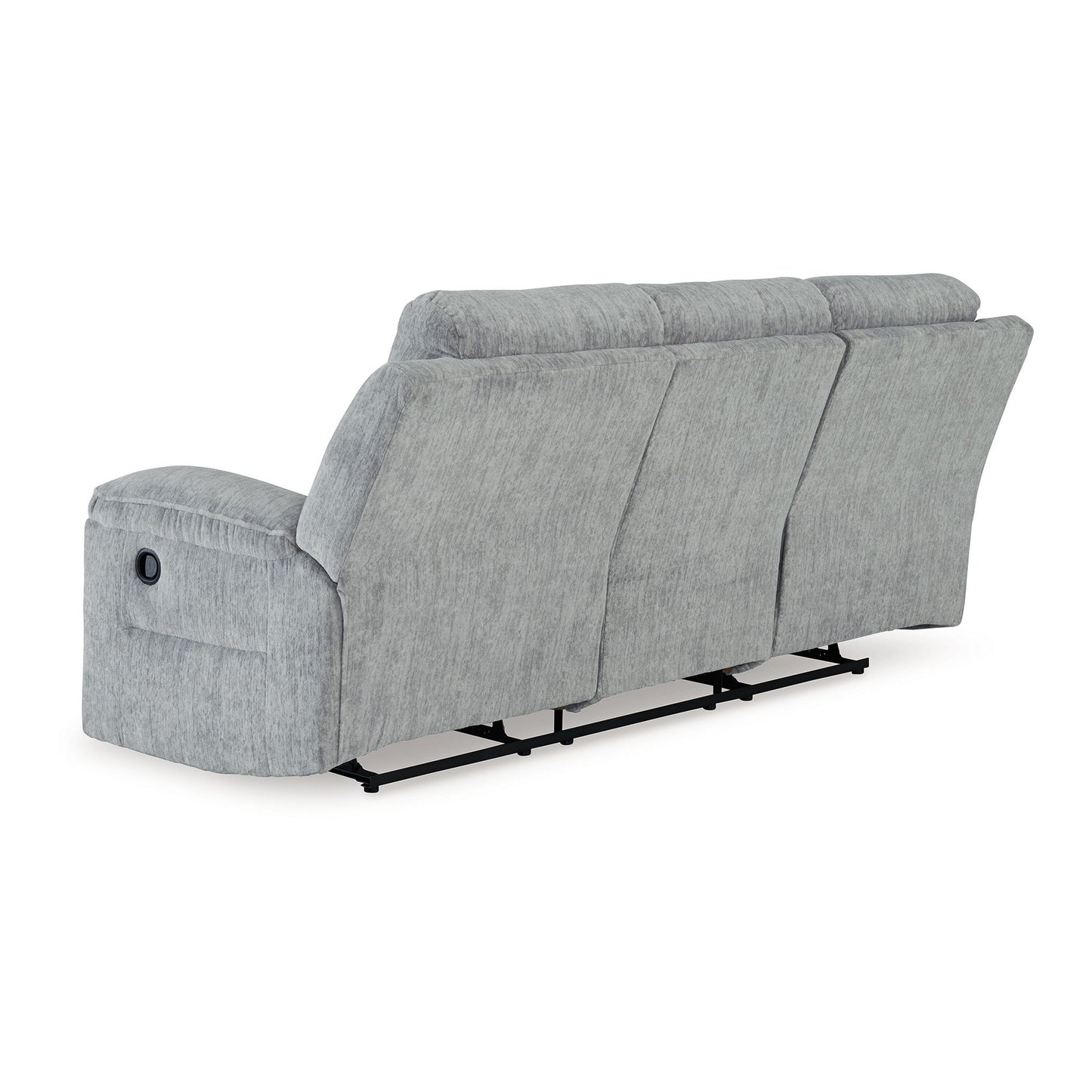 Benson Manual Reclining Sofa, Gray Polyester, Metal Frame, 87 Inch