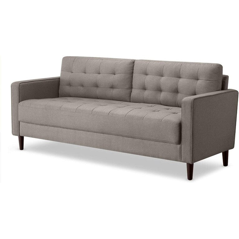 Benton Sofa Couch, Grid Tufted Cushions, Easy, Tool-Free Assembly, Stone Grey