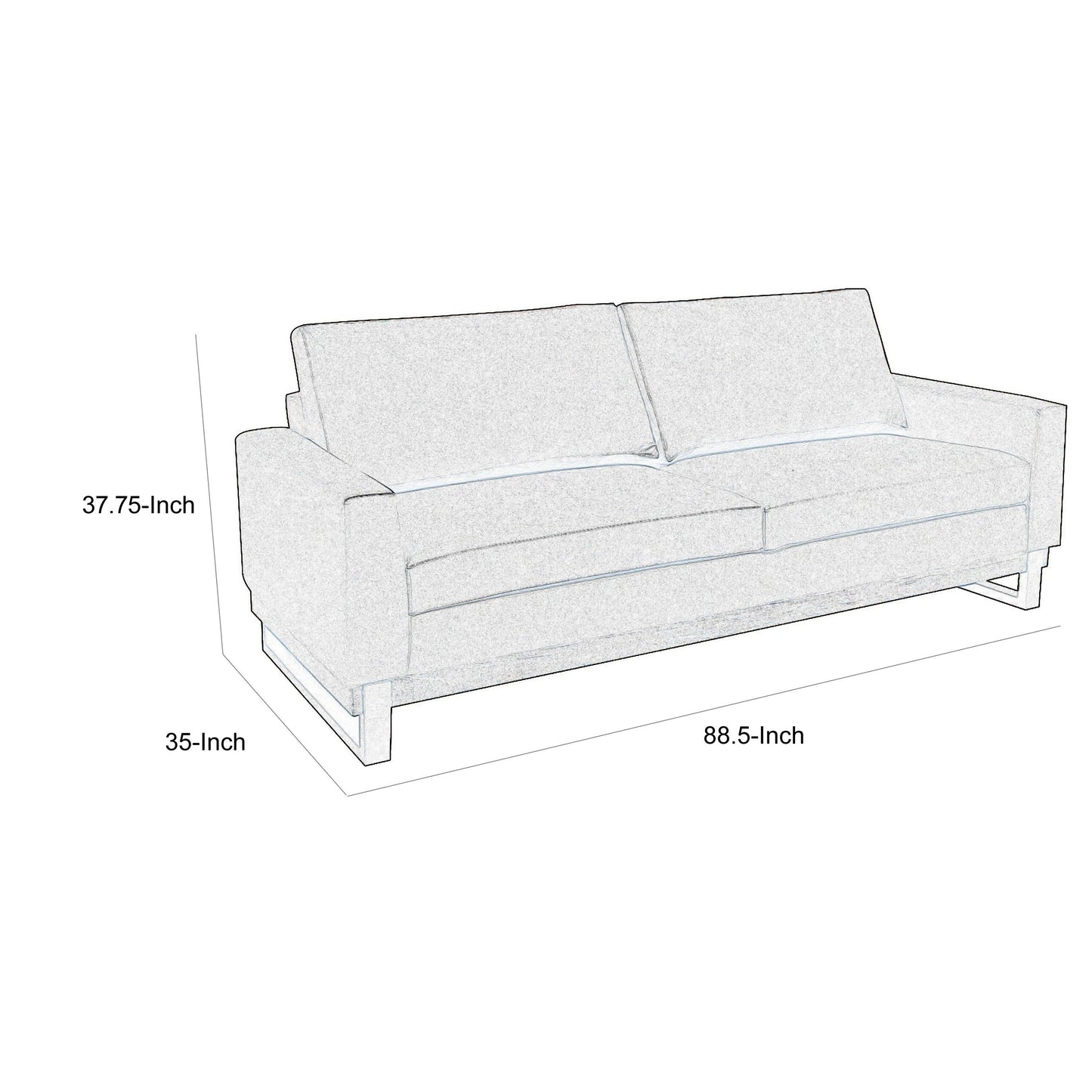 Berry Sofa, Chocolate Brown Faux Leather, Foam, Solid Pine Wood, 89 Inch