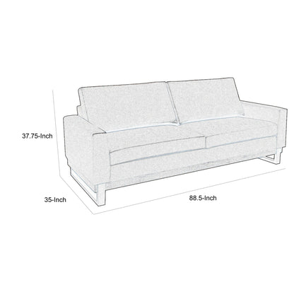Berry Sofa, Chocolate Brown Faux Leather, Foam, Solid Pine Wood, 89 Inch