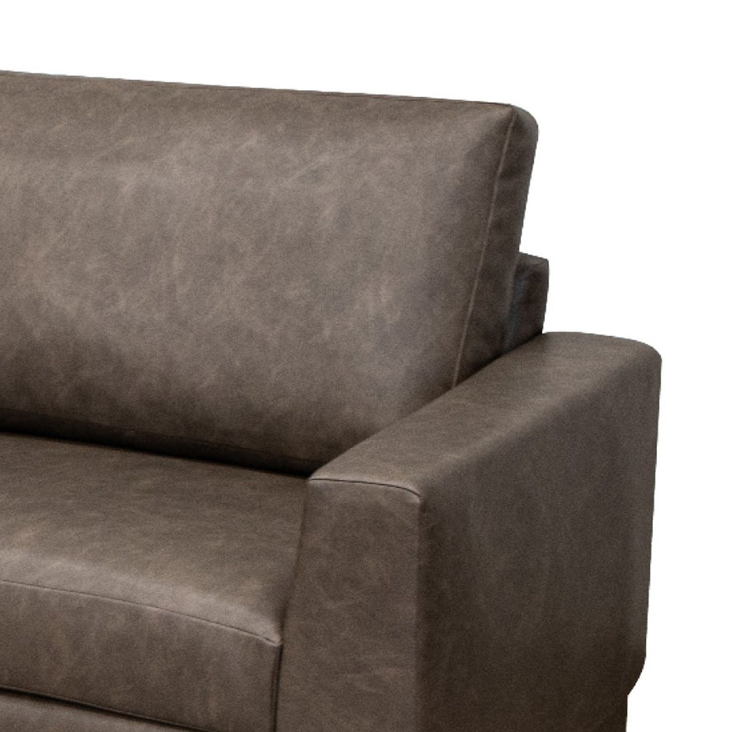Berry Sofa, Chocolate Brown Faux Leather, Foam, Solid Pine Wood, 89 Inch