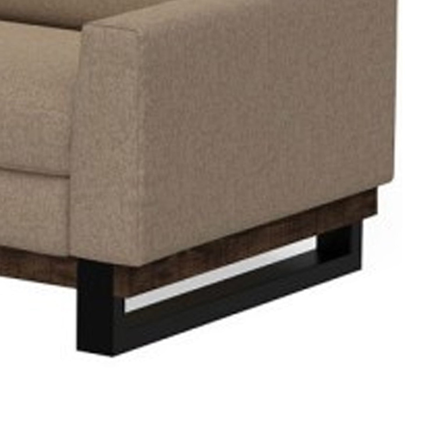 Bery Sofa, Modern Solid Pine Wood Base, Soft Camel Brown Polyester