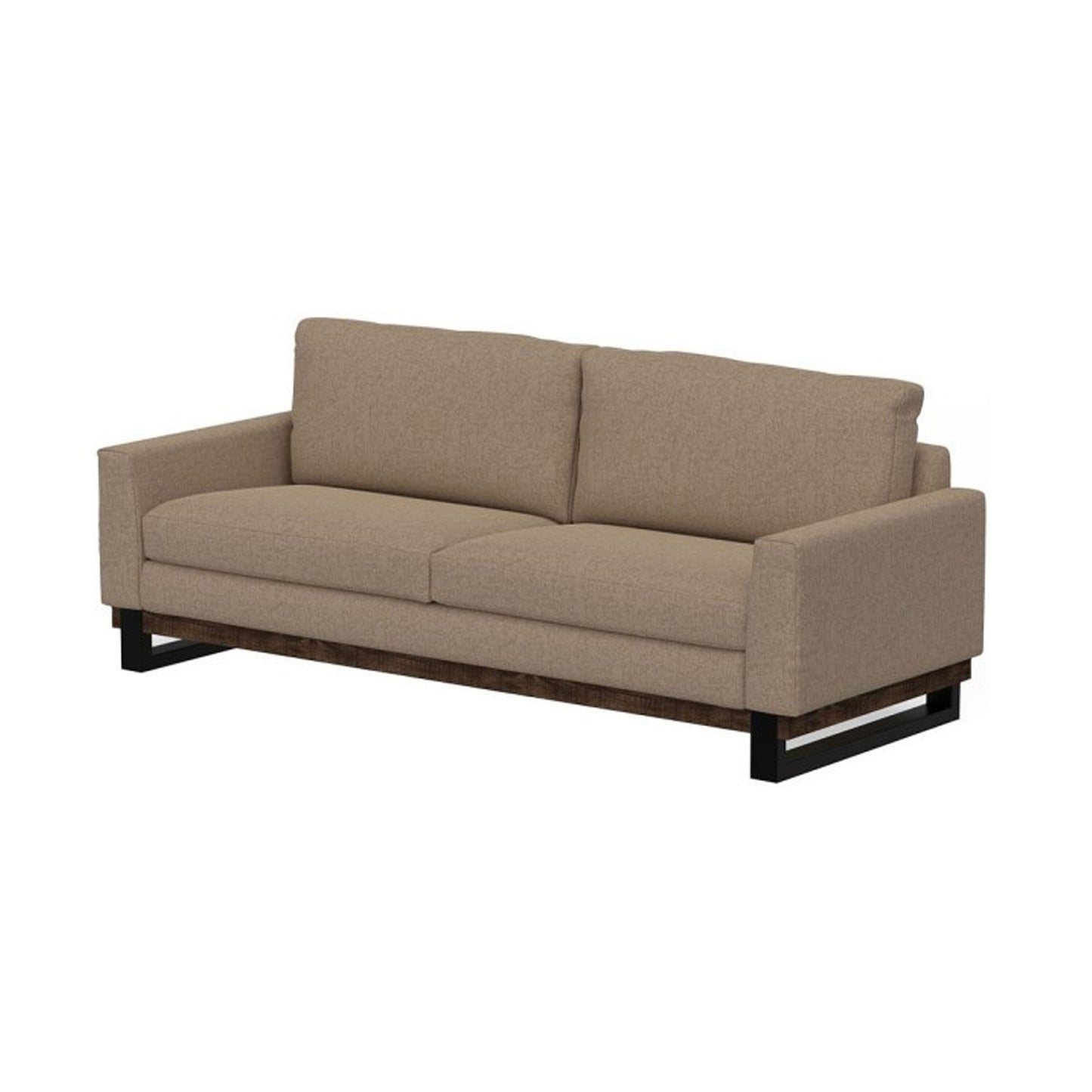 Bery Sofa, Modern Solid Pine Wood Base, Soft Camel Brown Polyester
