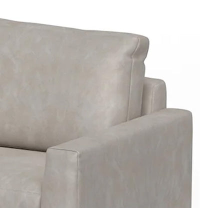 Bery Sofa, Modern Solid Pine Wood Base, Soft Ivory White Faux Leather