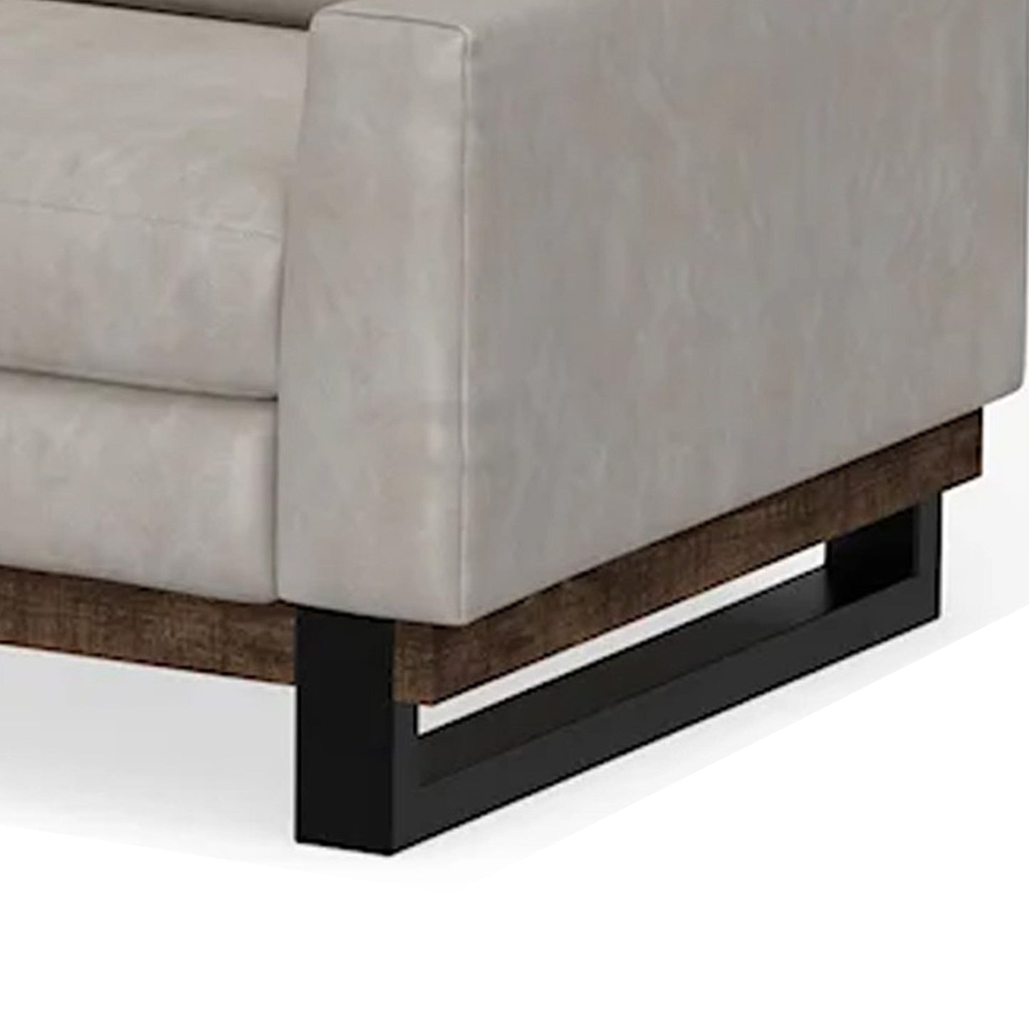 Bery Sofa, Modern Solid Pine Wood Base, Soft Ivory White Faux Leather