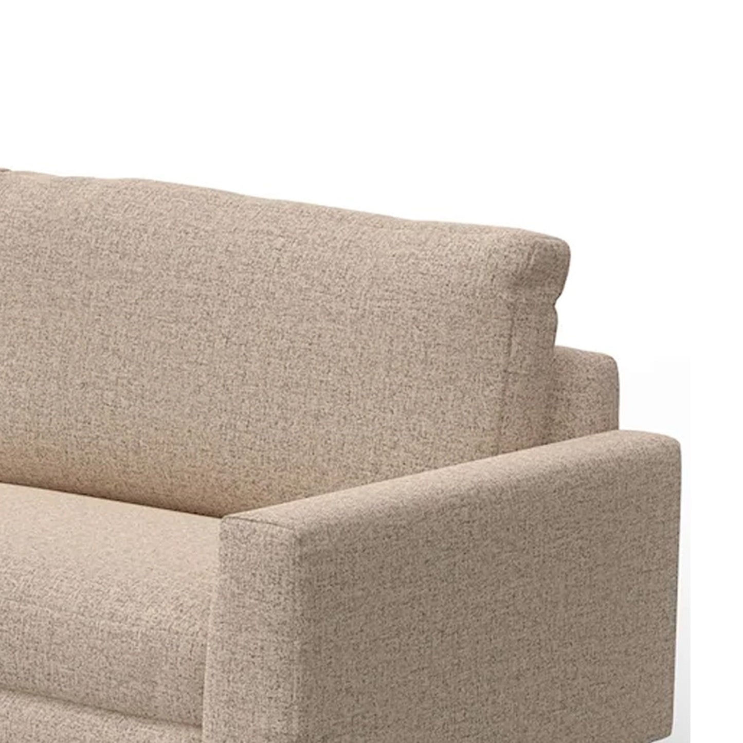 Bery Sofa, Modern Solid Pine Wood Base, Soft Light Brown Polyester