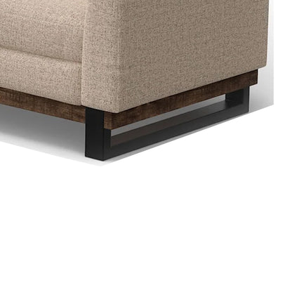 Bery Sofa, Modern Solid Pine Wood Base, Soft Light Brown Polyester