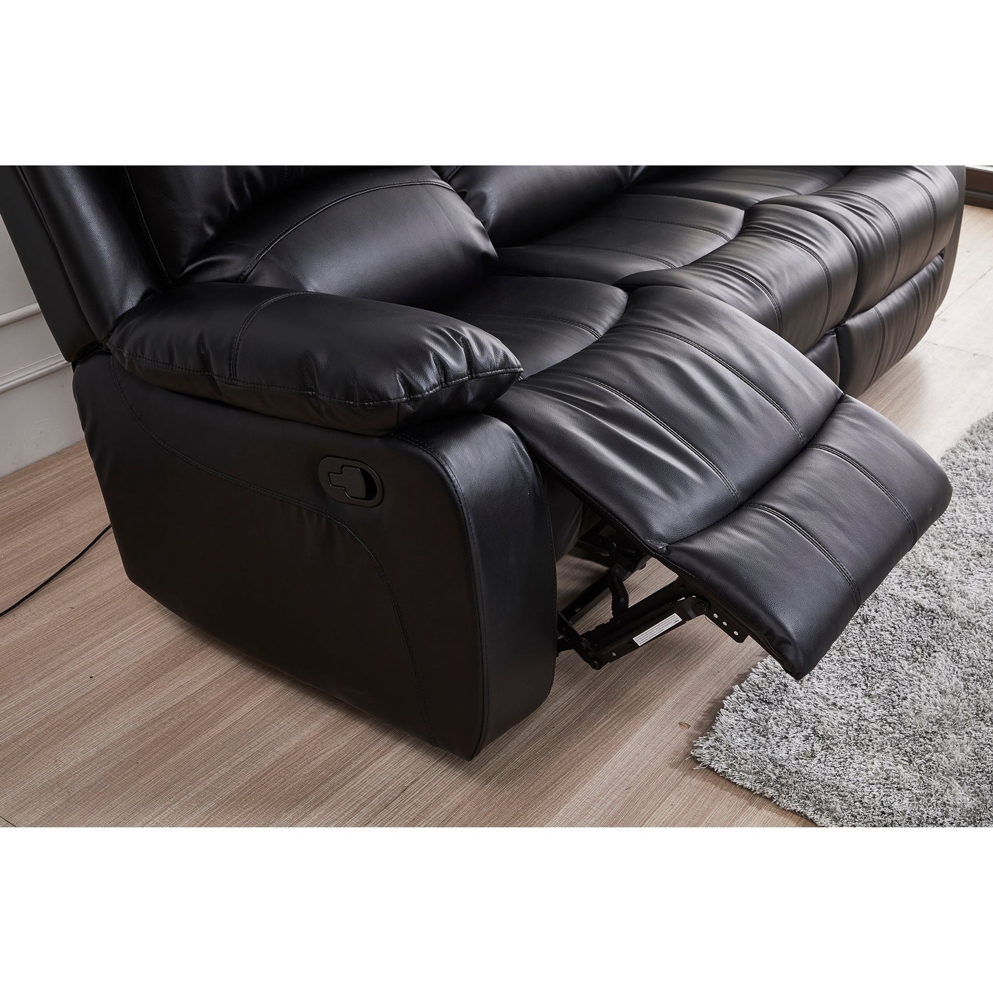 Betsy Furniture Bonded Leather Manual Rclining 3-seat Sofa Couch 8018