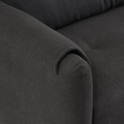 Black 79.50 Teddy Fabric Upholstered 3-seater Storage Sofa with Hidden Seat Storage for Living Room