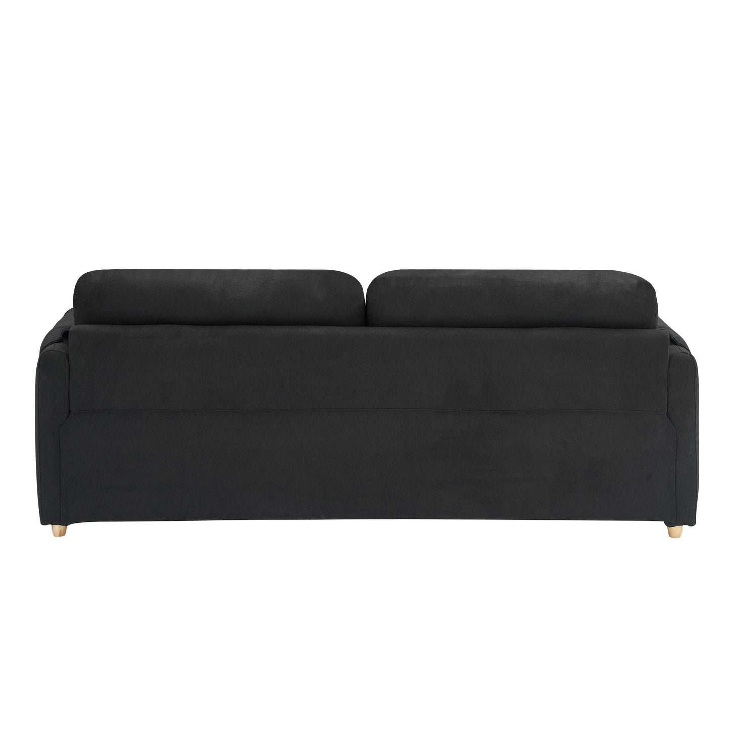 Black 79.50 Teddy Fabric Upholstered 3-seater Storage Sofa with Hidden Seat Storage for Living Room