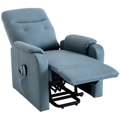 Blue Power Lift Recliner with Heat, Massage & Side Pocket