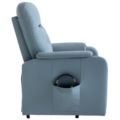 Blue Power Lift Recliner with Heat, Massage & Side Pocket