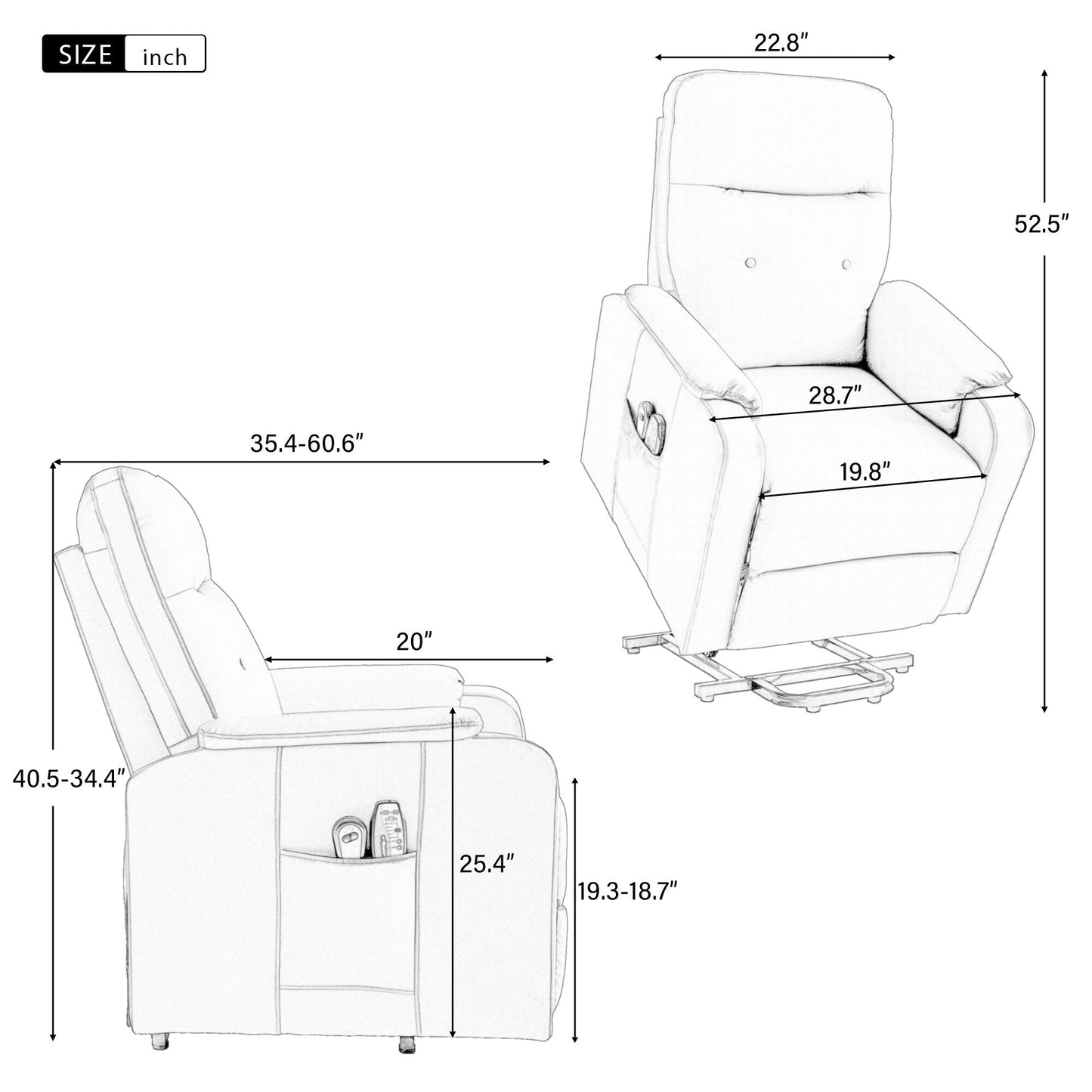 Blue Power Lift Recliner with Heat, Massage & Side Pocket