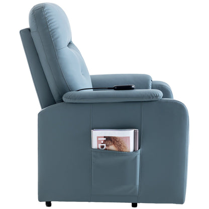 Blue Power Lift Recliner with Heat, Massage & Side Pocket