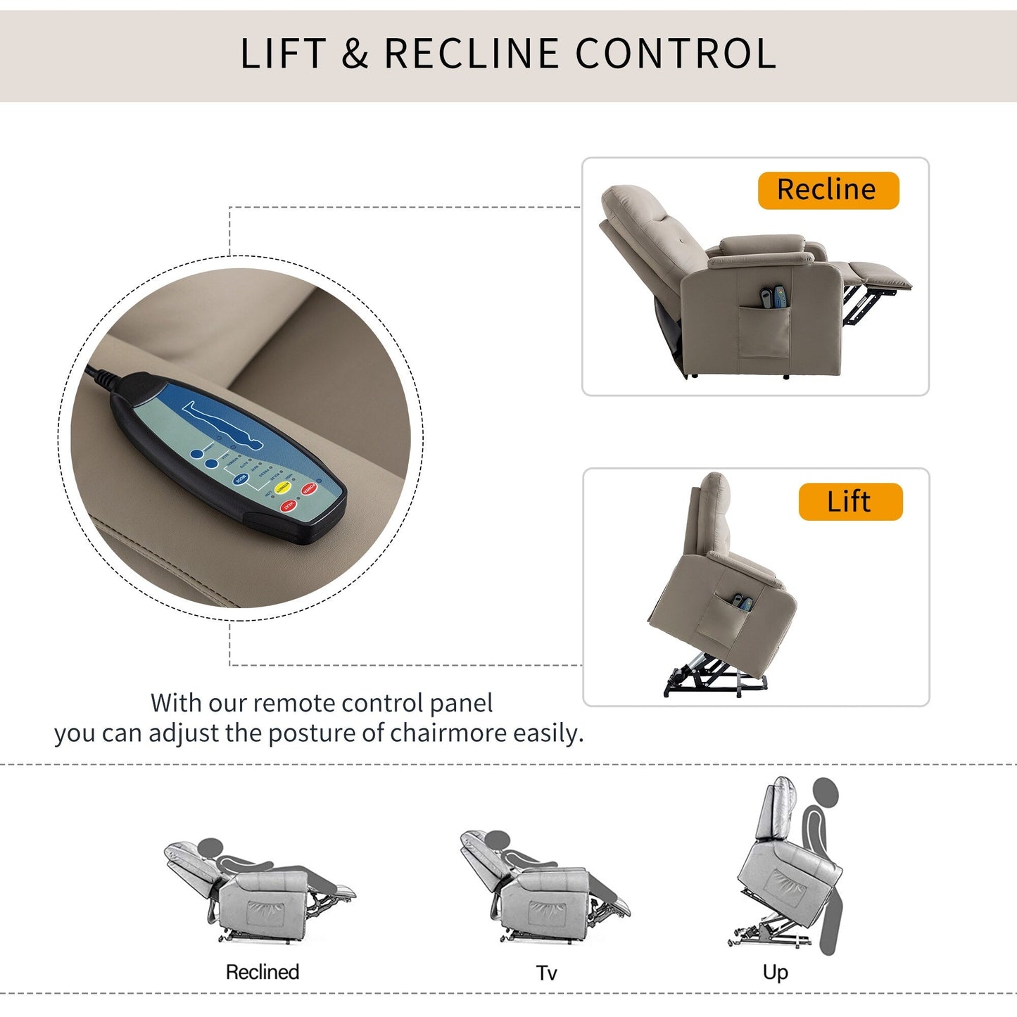 Blue Power Lift Recliner with Heat, Massage & Side Pocket