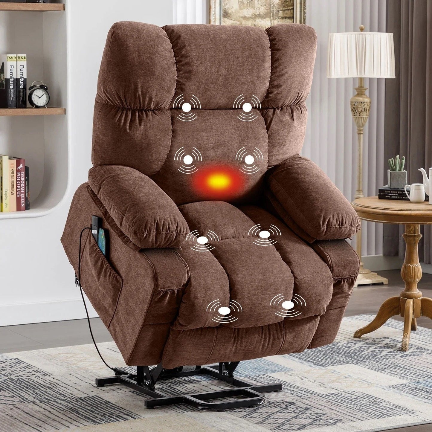 Blue Power Lift Recliner with Heat, Massage & USB Ports