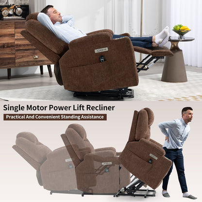 Blue Power Lift Recliner with Massage, Heat & Cup Holders