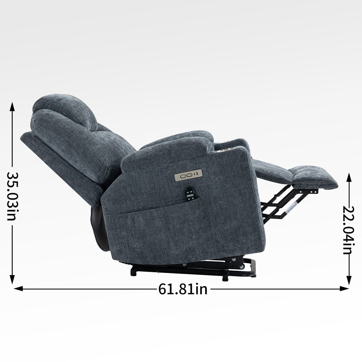 Blue Power Lift Recliner with Massage, Heat & Cup Holders