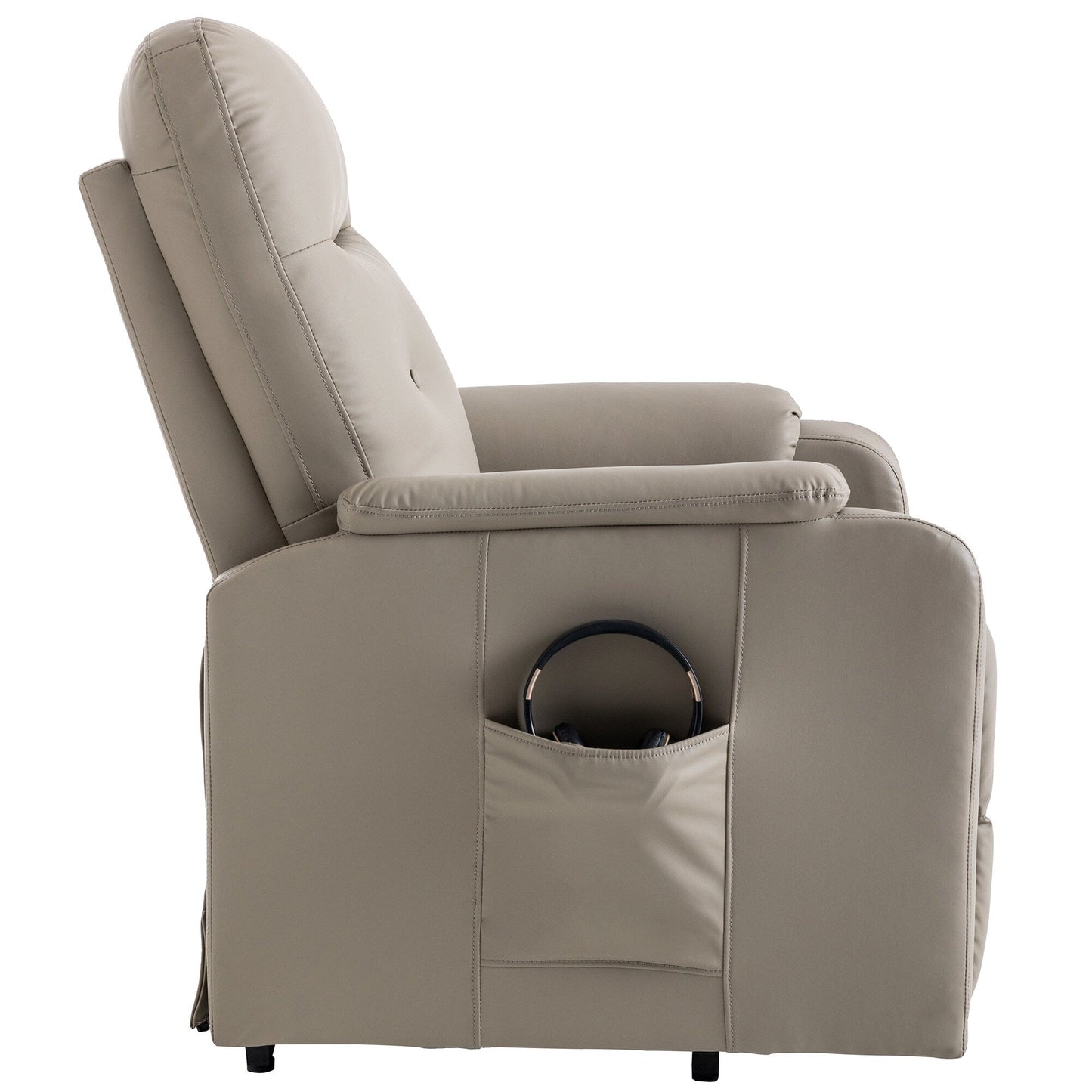 Blue Power Lift Recliner with Massage, Heat, and Side Pocket